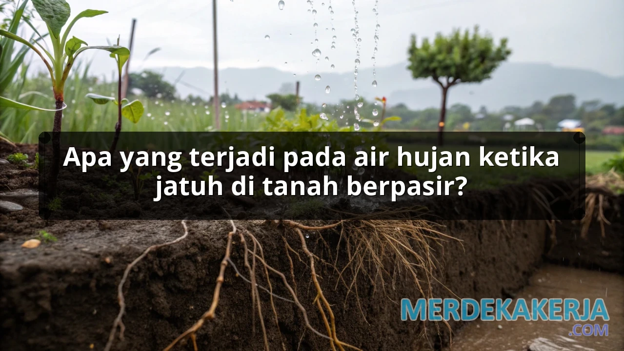 Apa yang terjadi pada air hujan ketika jatuh di tanah berpasir?
